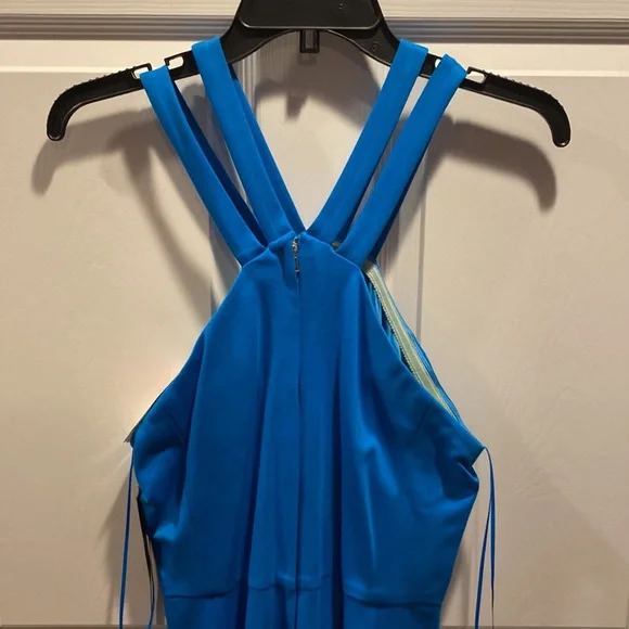 Cynthia Steffe Midi Dress Halter Neck Knee Length Blue Size 10 - Picture 13 of 17